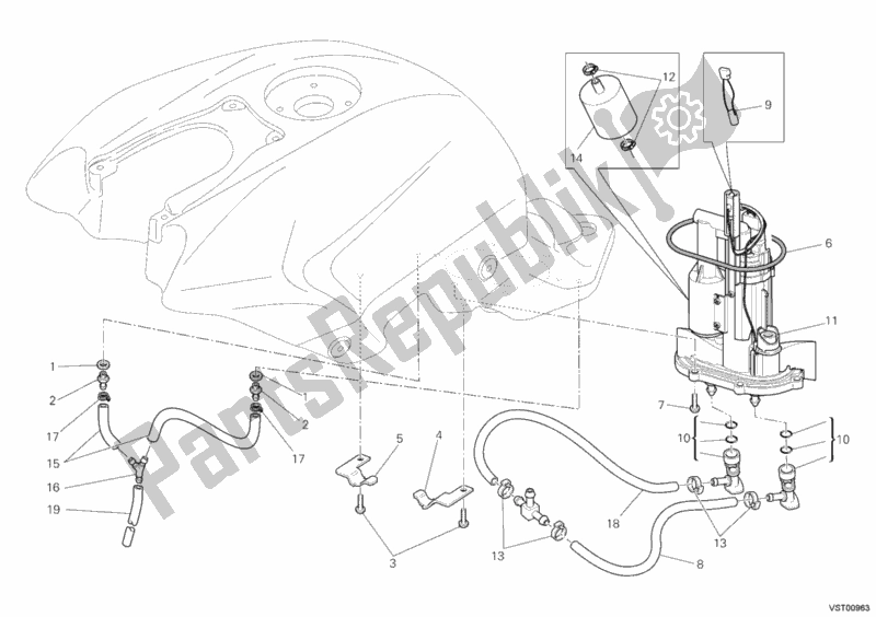 Alle onderdelen voor de Benzine Pomp van de Ducati Streetfighter S 1100 2012